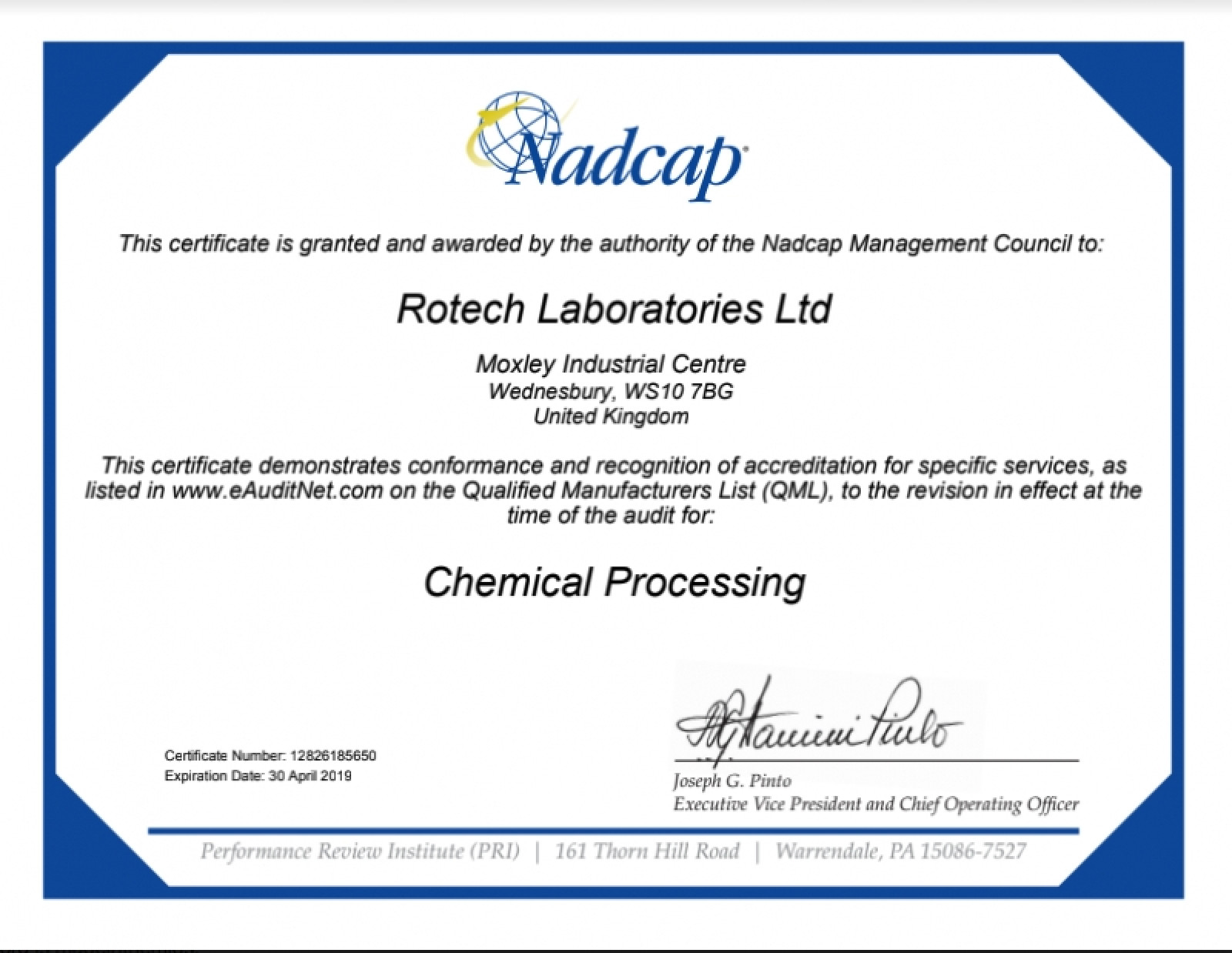 Rotech Laboratories Receives Nadcap Accreditation...