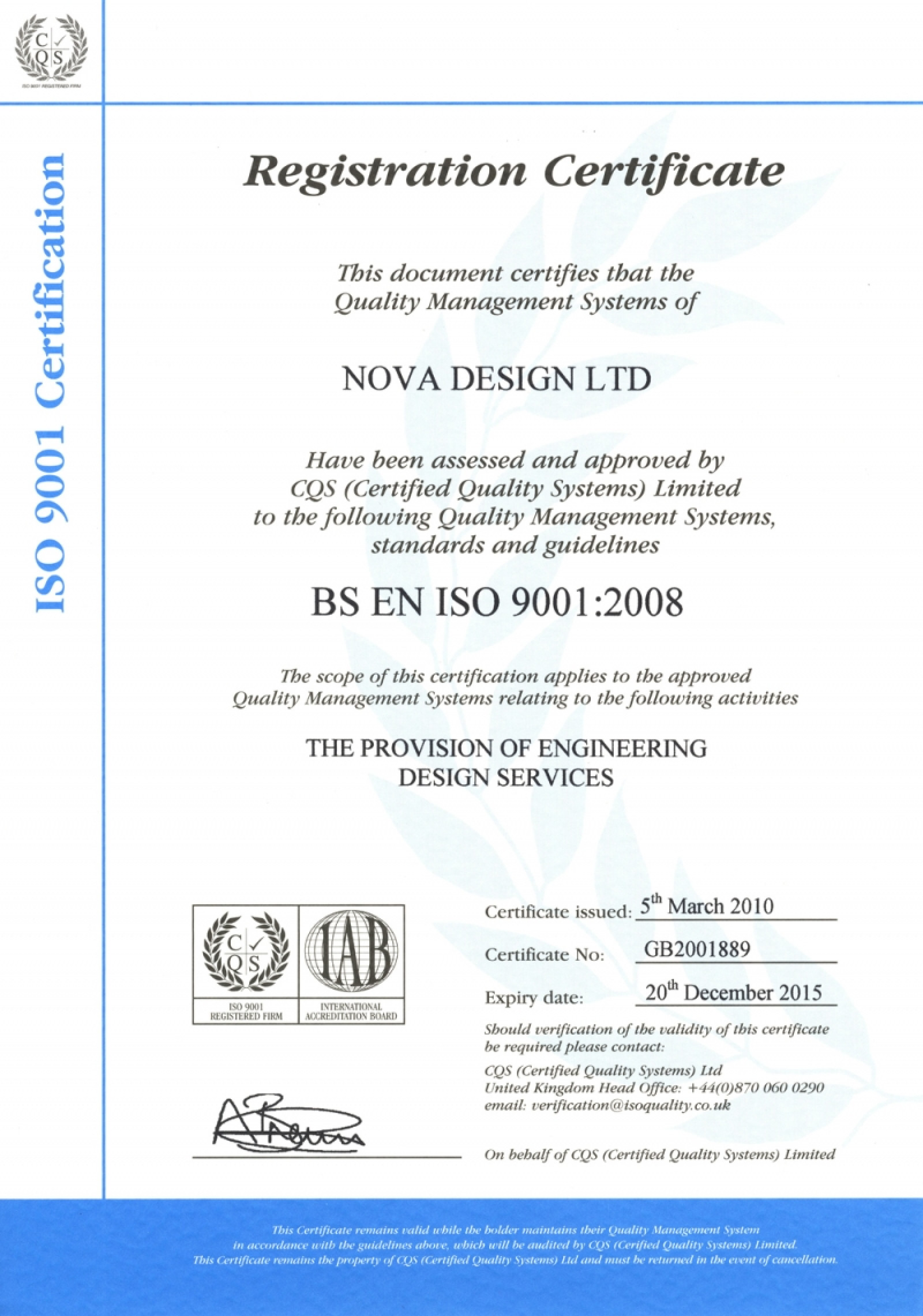 Nova Retain ISO Accreditation