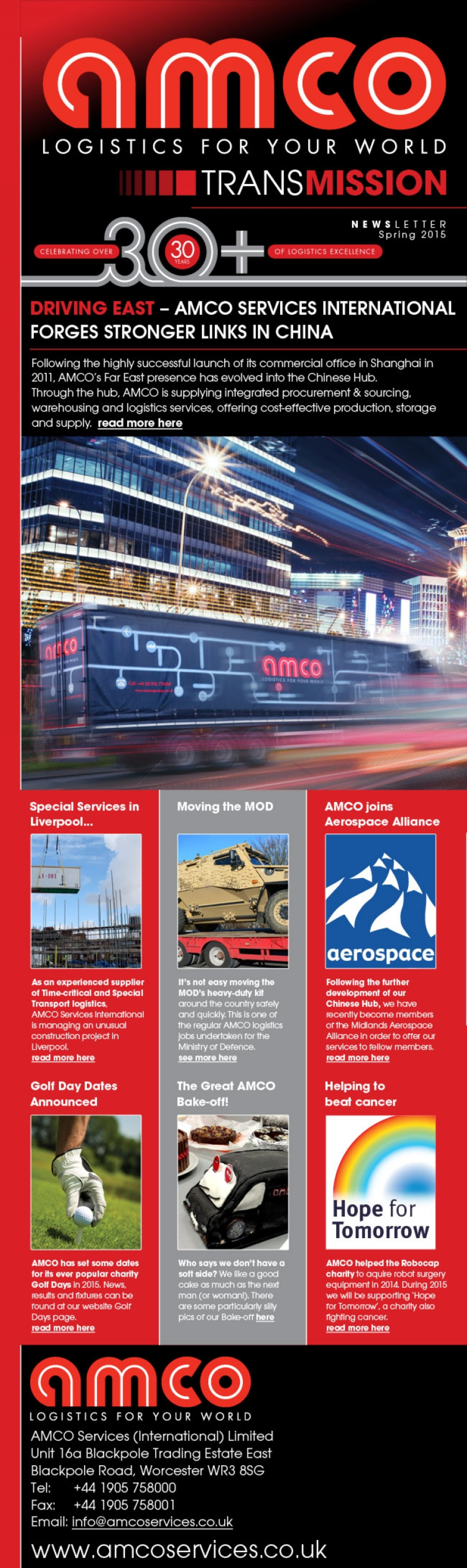 Latest issue of the AMCO newsletter TRANSMISSION o...