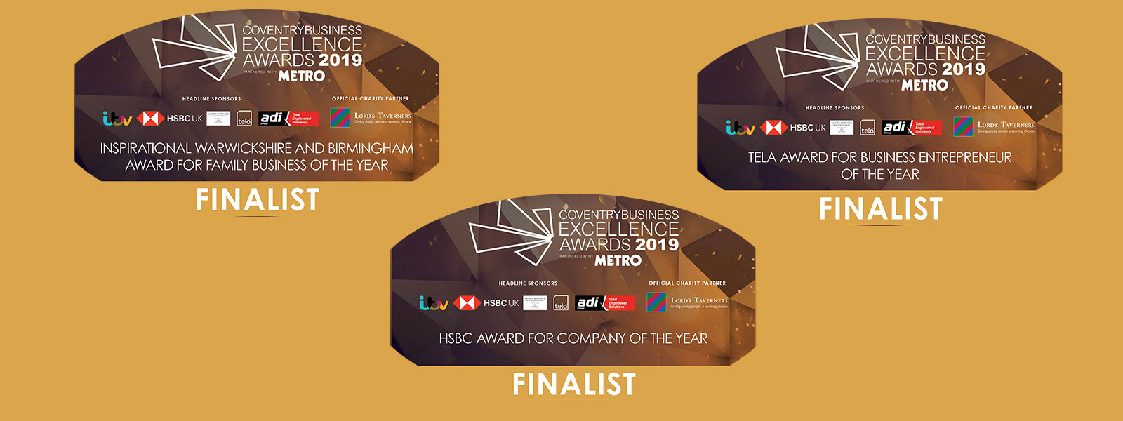 Finalists in 3 categories at Coventry Excellence Business Awards