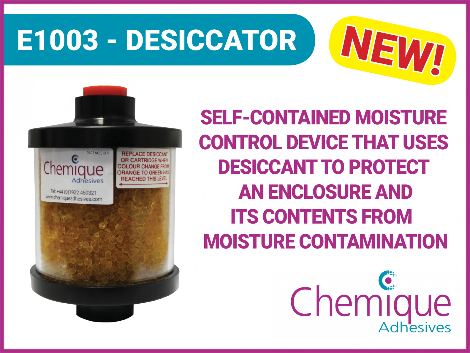 Chemique Adhesives launches new desiccator