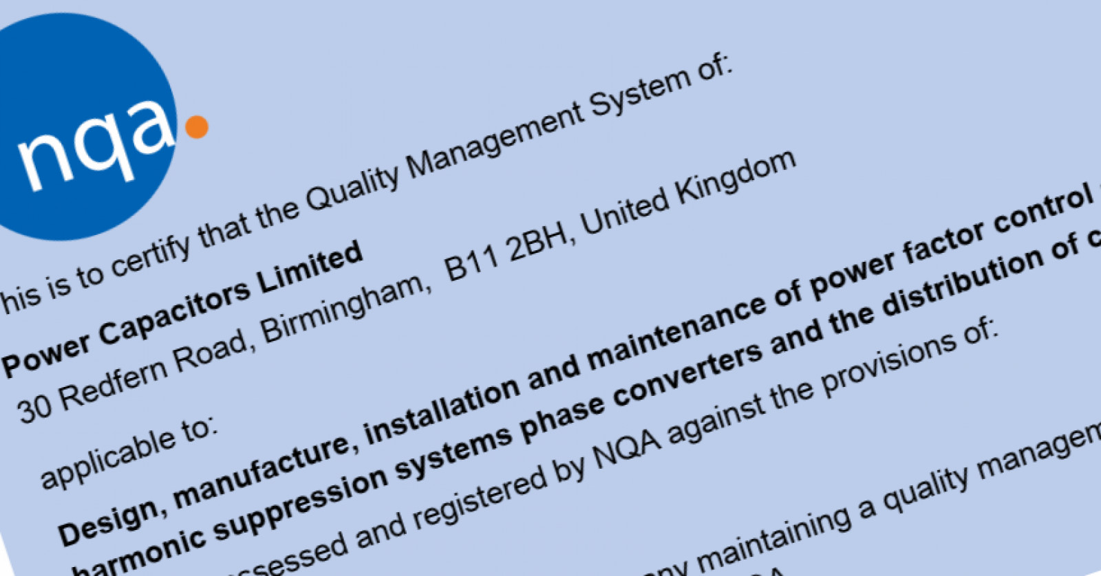 Power Capacitors Ltd. gets boost in Quality