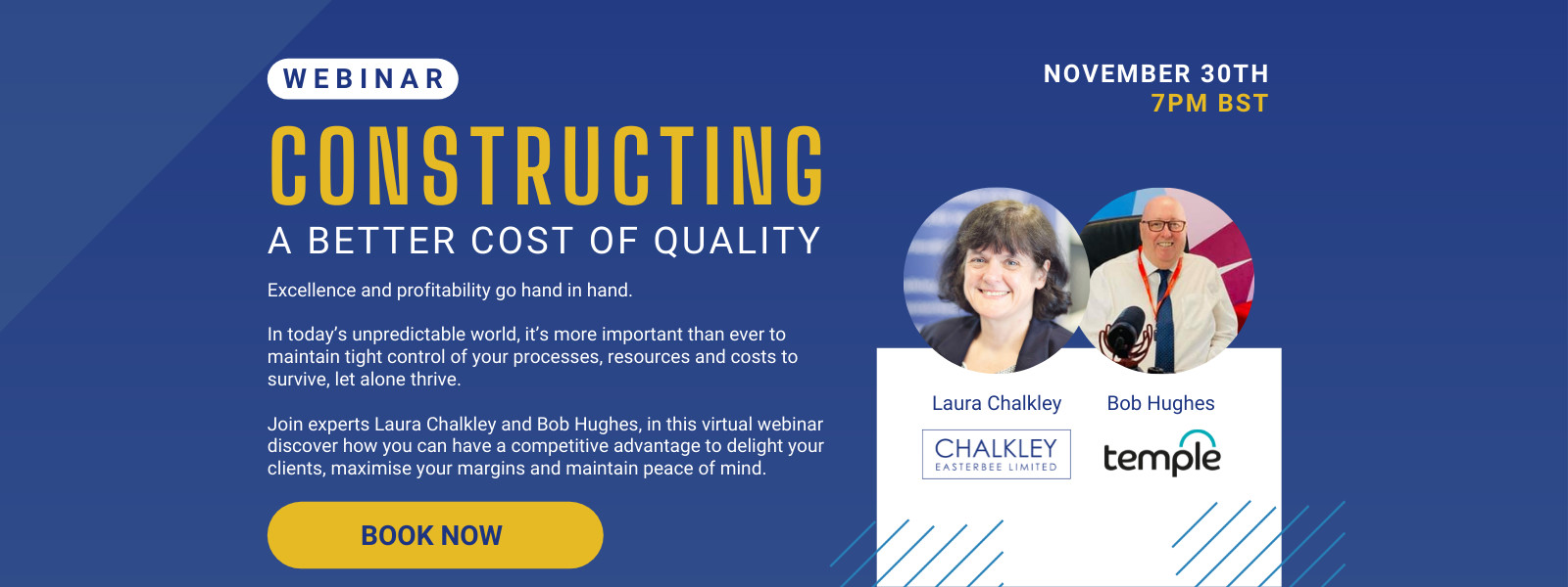 Book Your Free Place: Constructing A Better Cost Of Quality - Nov 30th 7pm