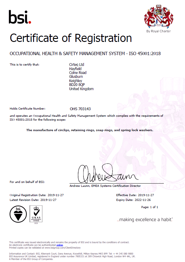 ISO45001 certification